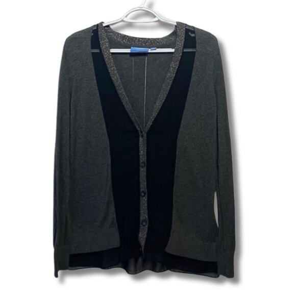 Simply Vera Wang Grey Sparkle Cardigan Sweater Size Large - Picture 2 of 5
